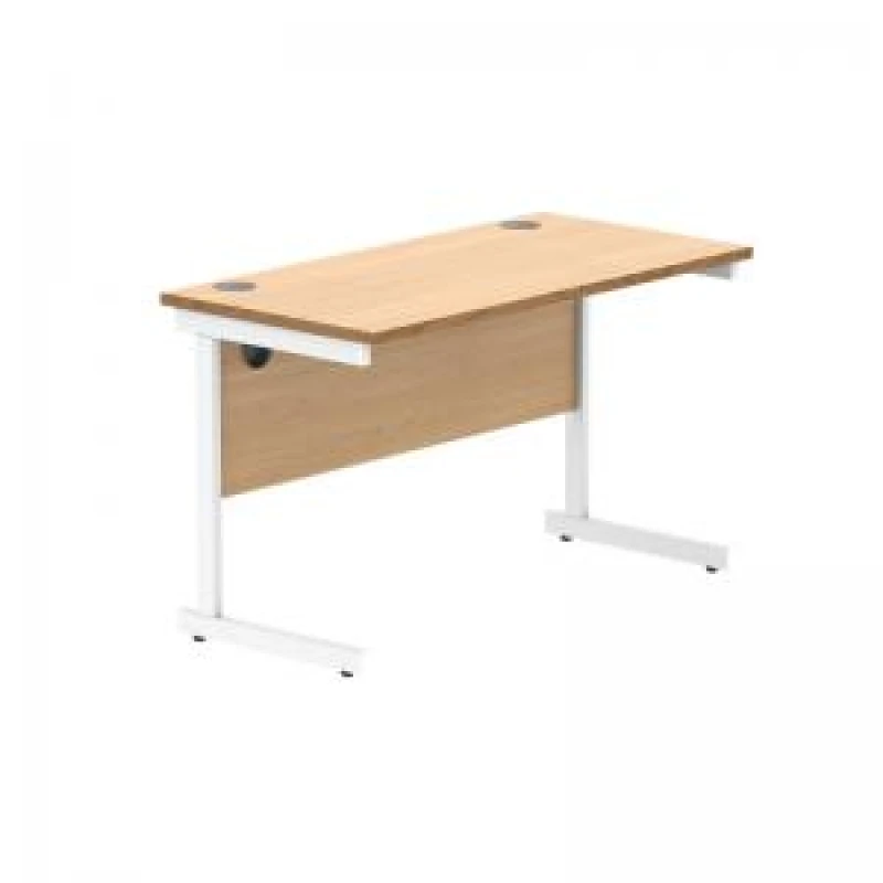 Image of Astin Rectangular Single Upright Cantilever Desk 1200x600x730 Norwegian Beech/Arctic White KF824305