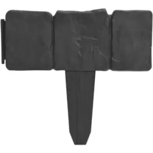 Image of Plastic Garden / Lawn Fence Stone Look 41 pcs 10 m Vidaxl Grey