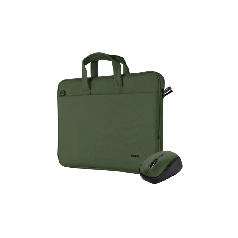 Image of Trust Bologna 16" Eco-friendly Slim Dark Green Laptop Bag and EXR8TR24989
