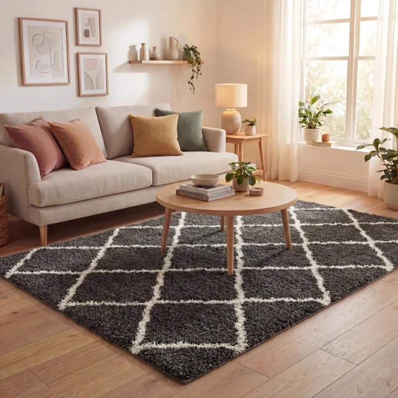 Image of THE RUGS Soft Moroccan Shaggy Rugs & Runners in Dark Grey Living Room Size: 80cm x 300cm Dark Grey Unisex 80cm x 300 cm