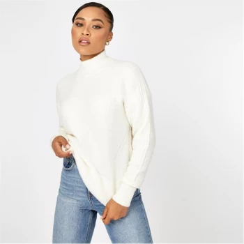 image of Jack Wills Mock Neck Knitted Jumper - Vintage Wht