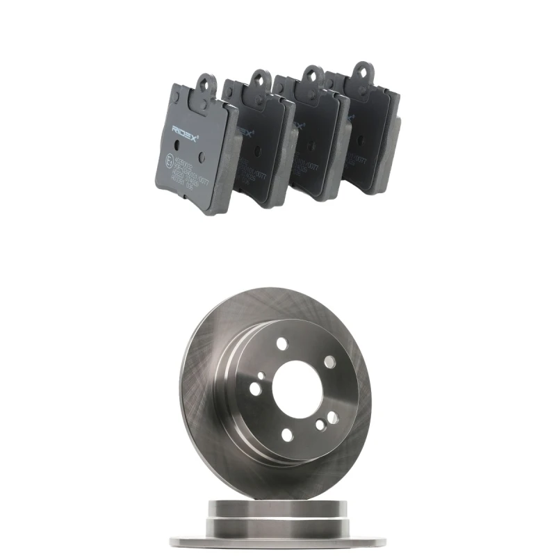 Image of RIDEX 3405B2438 Brake disc and pads set Rear Axle, Brake Disc Type: Solid, excl. wear warning contact Brake Set,disc brakes (3405)