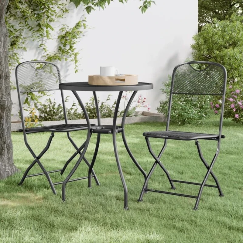 Image of VIDAXL Folding Garden Chairs 2 pcs Expanded Metal Mesh Anthracite Vidaxl 8720286677650