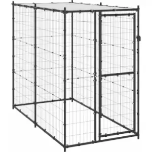 Image of Outdoor Dog Kennel Steel with Roof 110x220x180cm vidaXL - Black