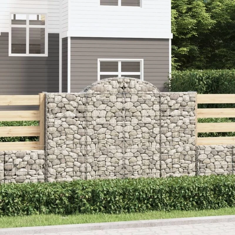 Image of vidaXL Arched Gabion Baskets 8 pcs 200x50x140/160cm Galvanised Iron, Silver 3146368