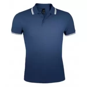 Image of SOLS Mens Pasadena Tipped Short Sleeve Pique Polo Shirt (3XL) (French Navy/White)