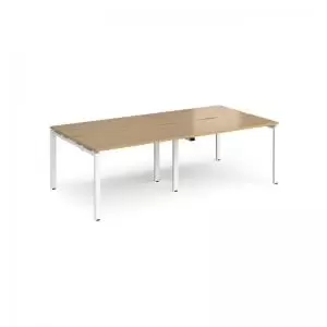 Image of Adapt double back to back desks 2400mm x 1200mm - white frame and oak