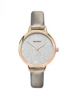 Sekonda Sekonda Silver Glitter And Rose Gold Dial Silver Strap Ladies Watch