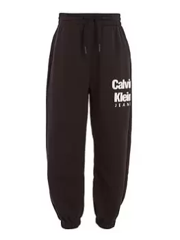 Image of Calvin Klein Jeans Boys Mini Blown-Up Logo Jogger - Ck Black, Size 14 Years