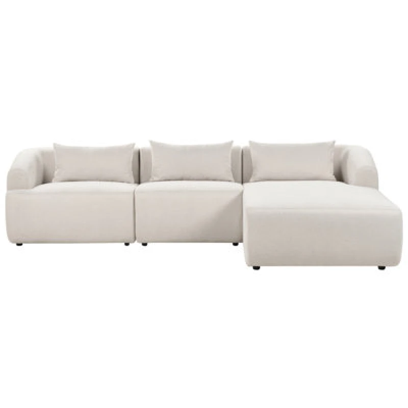Image of Beliani Corner Sofa 3 Seater Svansele Fabric Light Beige Left Hand