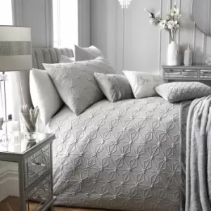 Image of Home Ruby Geometric Diamond Texture Duvet Cover Set, Silver, Super King - By Caprice