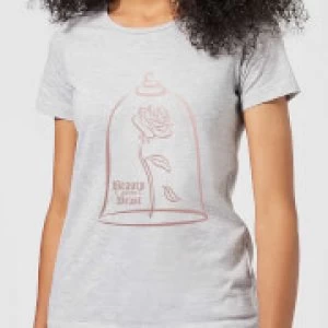 Image of Disney Beauty And The Beast Rose Gold Womens T-Shirt - Grey - 3XL