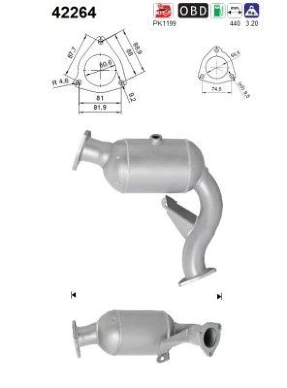 Image of AS Catalytic converter AS 42264