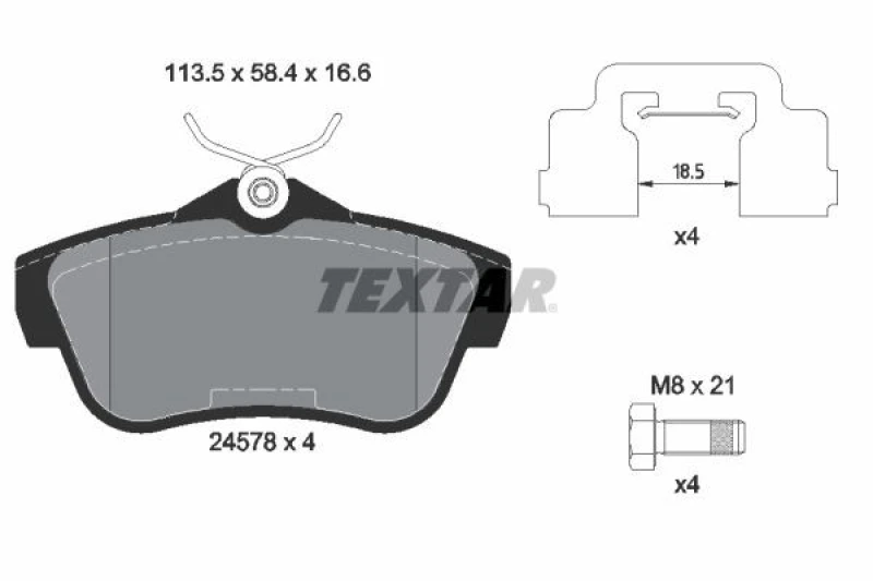 Image of Brake pad set TEXTAR 2457801