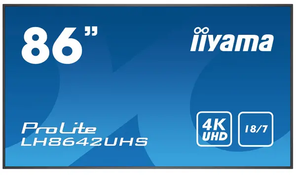 Image of iiyama LH8642UHS-B3 signage display Digital signage flat panel 2.17 m (85.6") IPS 500 cd/m 4K Ultra HD Black Built-in processor Android 8.0 18/7