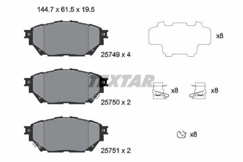 Image of Brake pad set TEXTAR 2574901
