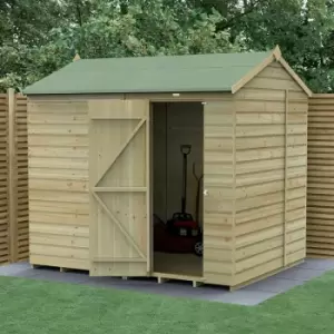 image of 8' x 6' Forest Beckwood 25yr Guarantee Shiplap Windowless Reverse Apex Wooden Shed - Natural Timber