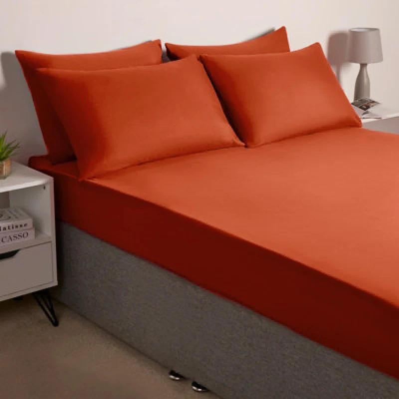 Image of OHS OHS 2 Pack Soft Microfibre Wrinkle Resistant Housewife Pillowcases in Burnt Orange Size: Standard Pillow Case Burnt Orange Standard Pillow Case