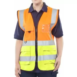 Image of Two Tone Executive Waistcoat Orange/Saturn Yellow - Small