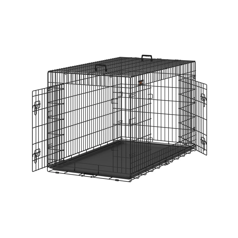 Image of Songmics Feandrea Dog Crate Dog Cage, Foldable Puppy Pet Cage, Puppy Dog Crates, Training Cage With 2 Doors, Xxxl, Black