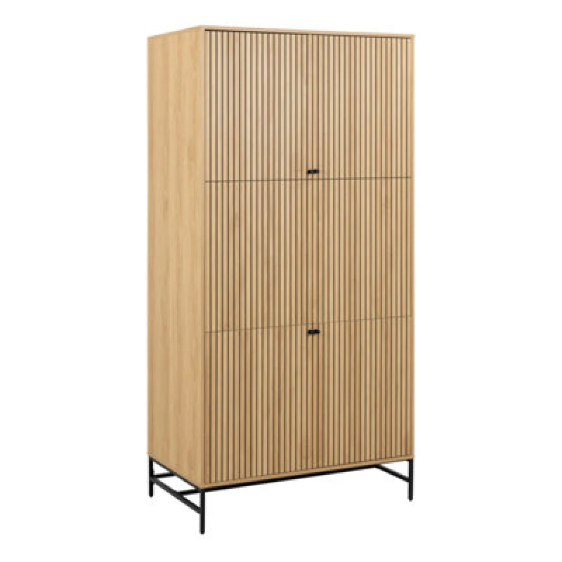Image of Furniture To Go Albany Wardrobe 4 Doors In Black/oak