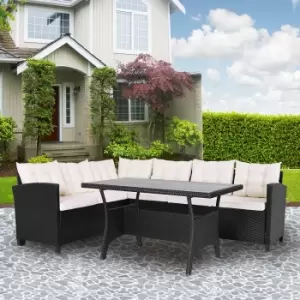 Image of Poly Rattan Corner Dining Set Black