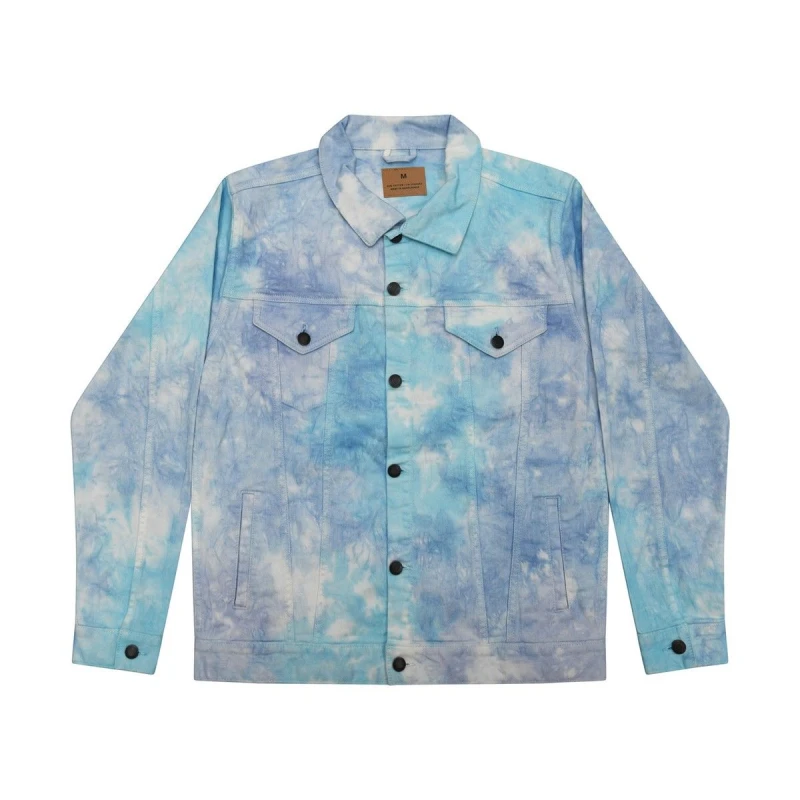 Image of Colortone Mens Tie Dye Denim Jacket in Green Size: Small Green Male S