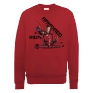 Image of Marvel Avengers Assemble Armored Iron Man Sweatshirt - Red - L