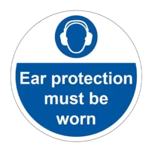 Image of Ear Protection Must Be Worn' Floor Graphic (400mm Dia)