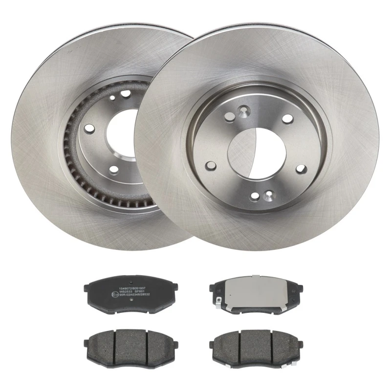 Image of RIDEX 3405B1985 Brake disc and pads set Front Axle, Brake Disc Type: internally vented, with acoustic wear warning Brake Set,disc brakes (3405)