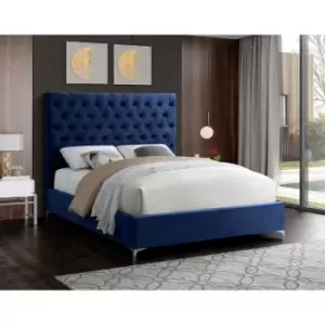 Image of Charlston Bed Double Plush Velvet Blue