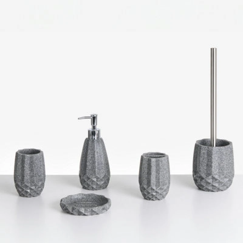 Image of Beliani 5 Piece Bathroom Accessories Set Samiria Grey