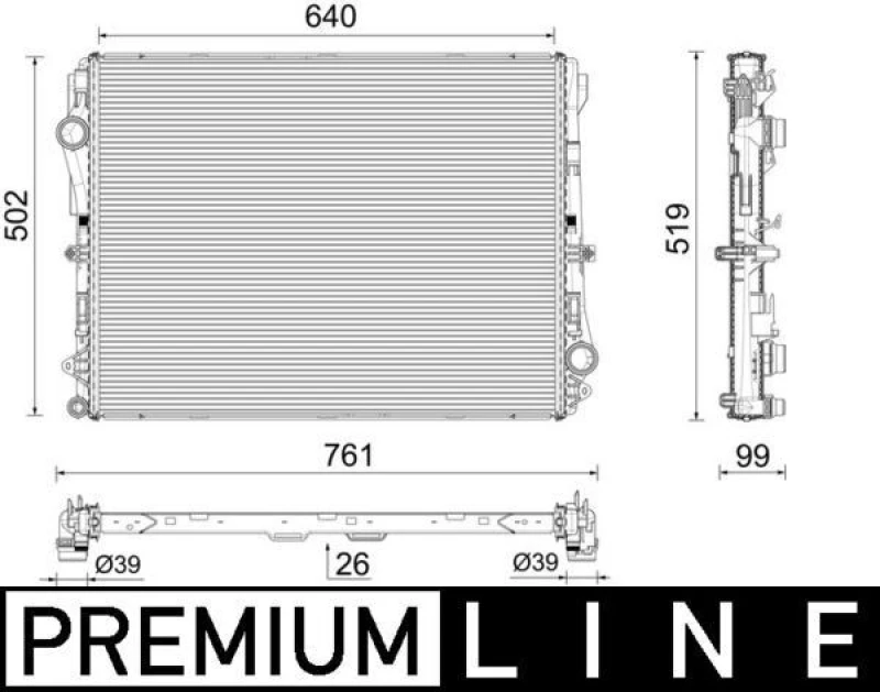 Image of MAHLE CR 2604 000P Engine radiator Aluminium, Brazed cooling fins Radiator,engine cooling (470)