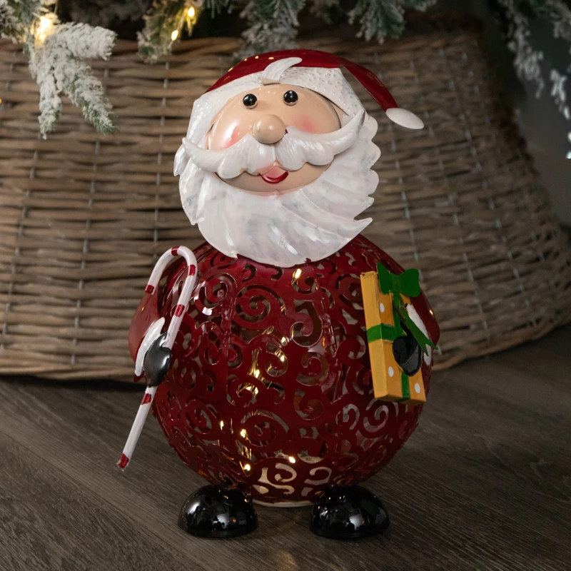 Image of 30cm Battery Operated Filigree Christmas Santa Folk Light Decoration with LEDs