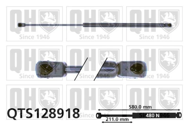 Image of QUINTON HAZELL Tailgate strut QUINTON HAZELL QTS128918