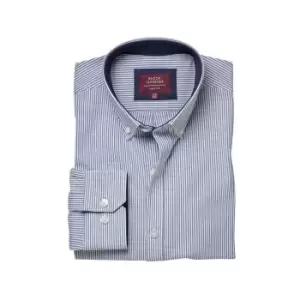 image of Brook Taverner Mens Lawrence Oxford Formal Shirt (34) (Navy Stripe)