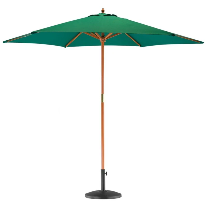 Image of Harbour Housewares Wooden Garden Parasol & Base Set - 2.7M - Green