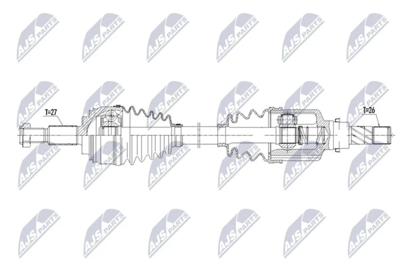 Image of NTY NPW-RE-266 Drive shaft Manual Transmission, Front Axle Left Drive Shaft (13)