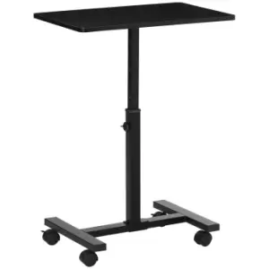 image of Homcom Mobile Laptop Table End Table With Wheels Height Adjustable Black