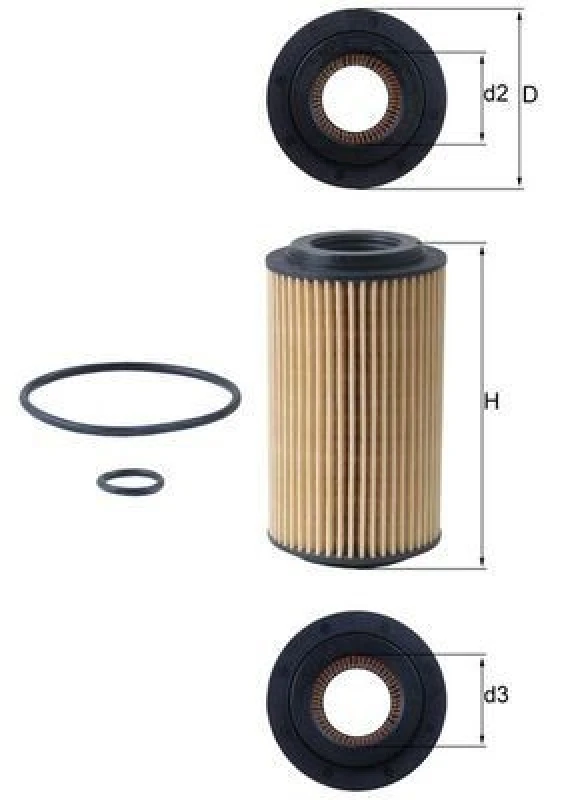 Image of MAHLE OX 153D4 Oil filter Filter Insert, with gaskets/seals Oil Filter (7)