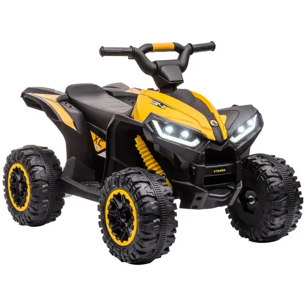 image of HOMCOM 12V Quad Bike with Forward Reverse Functions, Ride on Car ATV Toy with High/Low Speed, Slow Start, Suspension System, Horn, Music, Yellow