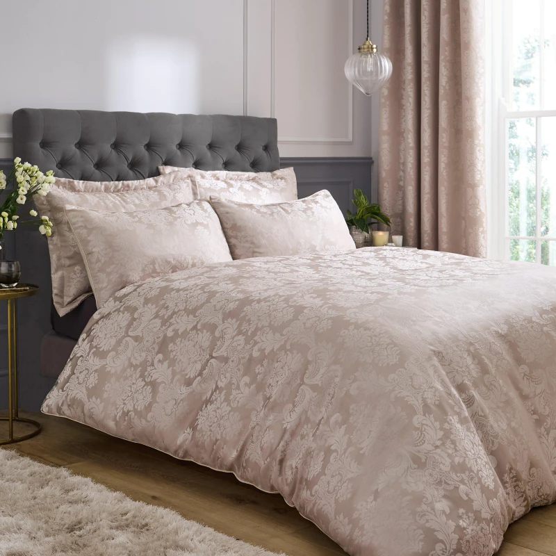 Image of Catherine Lansfield Damask Jacquard Duvet Cover Set Duvet Covers Double Neutral 42119669030