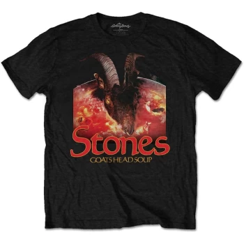 Image of The Rolling Stones - Goats Head Soup with Logo Unisex Large T-Shirt - Black