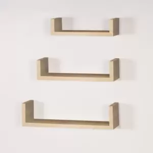 image of Hudson Floating 'U' Shape Shelf Kit in Oak (Set of 3)