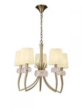 Image of Ceiling Pendant 5 Light E14, Antique Brass with Cream Shades