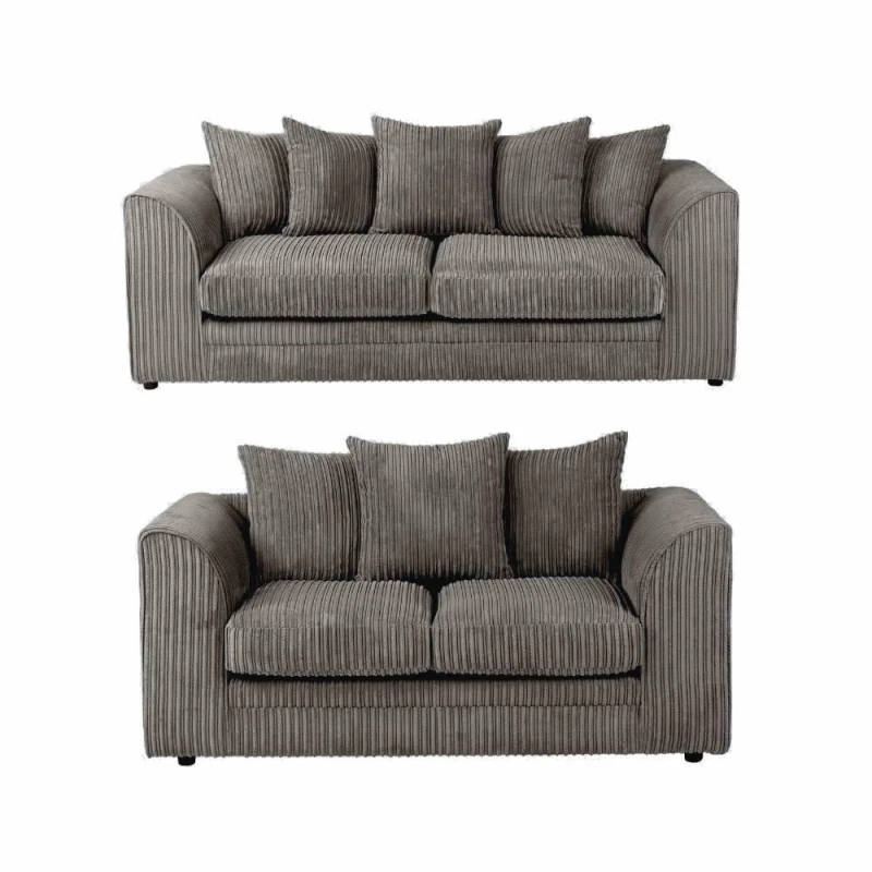 Image of LUXURY LIFE Dylan Jumbo Cord Fabric Sofa Set Grey