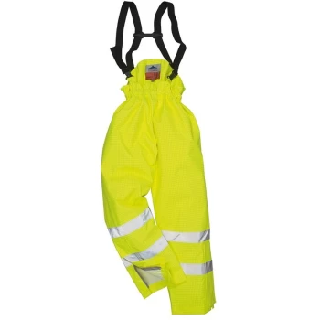 Image of Portwest - S780YERXL - sz XL Bizflame Rain Unlined - Hi-Vis Antistatic FR Trouser - Yellow