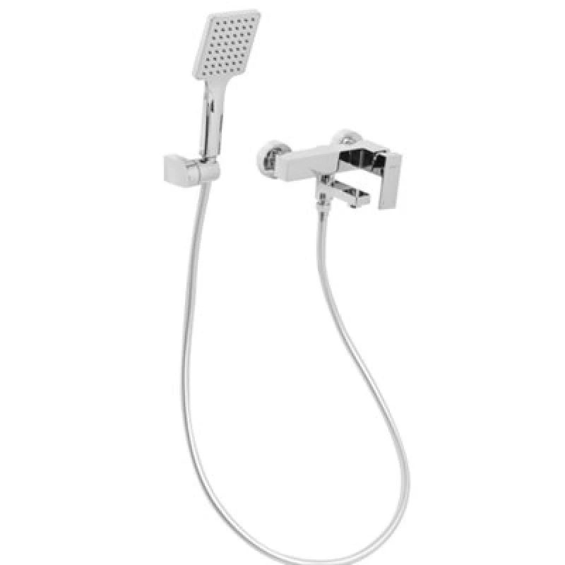 Image of Beliani Wall Mounted Bath Shower Mixer Tap Balneario Silver