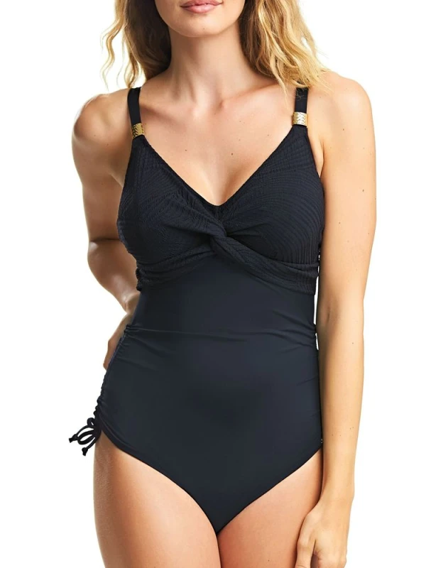 Image of Fantasie Womens Ottawa Swimsuit in Black Size: 32DD Black Female 32DD