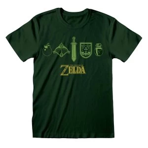 image of The Legend Of Zelda - Icons Unisex Large T-Shirt - Green